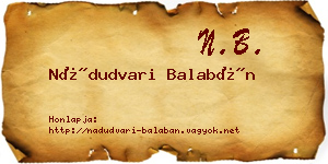 Nádudvari Balabán névjegykártya